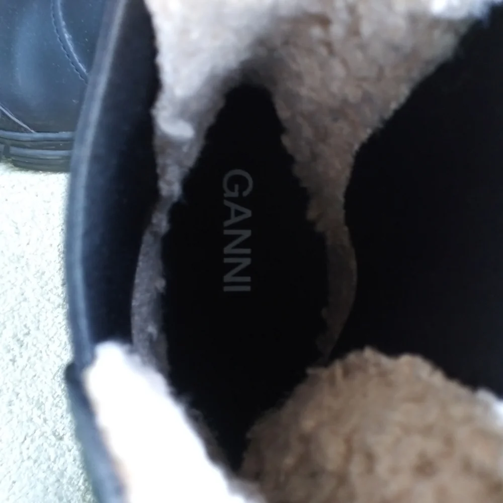 Ganni Black Lug Sole Chunky Heel Rubber Rain Ankle Boots Shoes Size 38 - Picture 8 of 10